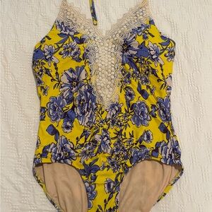 Target Yellow and Blue Floral One Piece Swimsuit